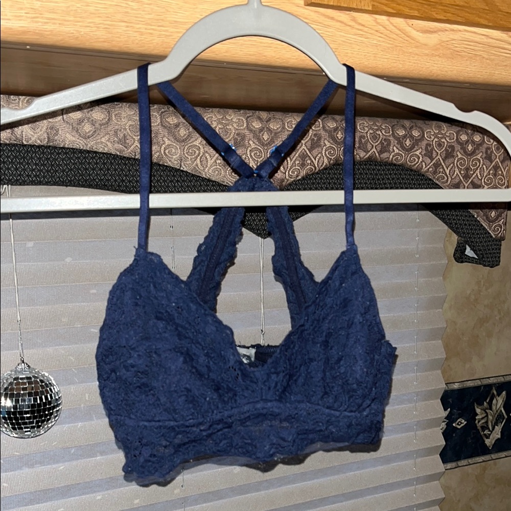 Aerie Navy Lace Bralette with Adjustable Straps
